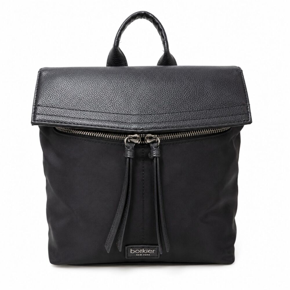 Botkier New York Trigger Mini Backpack Black Nylon Faux Leather Trim Trimmed